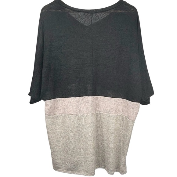 Myesper Apparel Tri Colour Black Blush Grey Semi Sheer Lacey Look V-Neck Top XXL - Picture 5 of 7